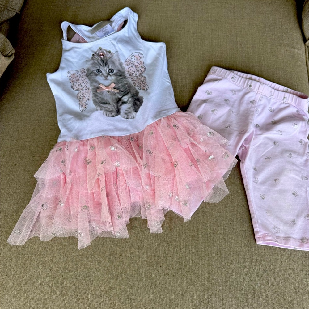 Biscotti, Sleeveless, 2-Piece, Cat Design with Bling, Outfit, Size 3T